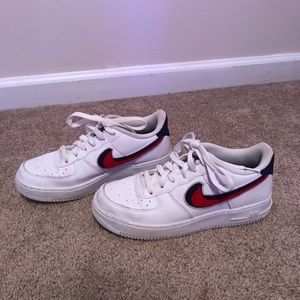 3D Chenille Swoosh White Red Blue Air Force 1